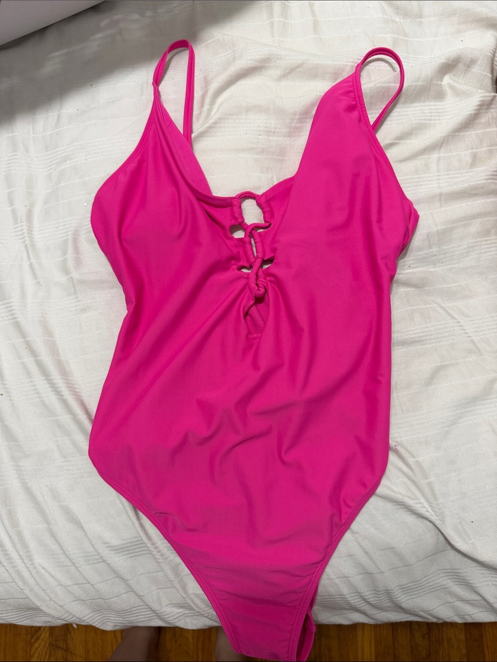 Hot Pink Knot Front One-Piece Swimsuit